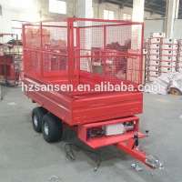 4- Wheel Agriculture tractor tipper trailer with wire mesh ;tractor hydraulic dump trailer;cargo trailer