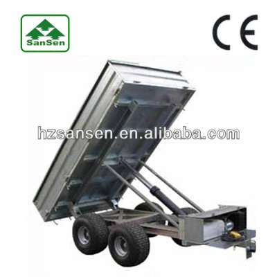 Farm four wheel tipper trailer with hydraulic power unit 2000kgs 3000kgs Hot galvanized